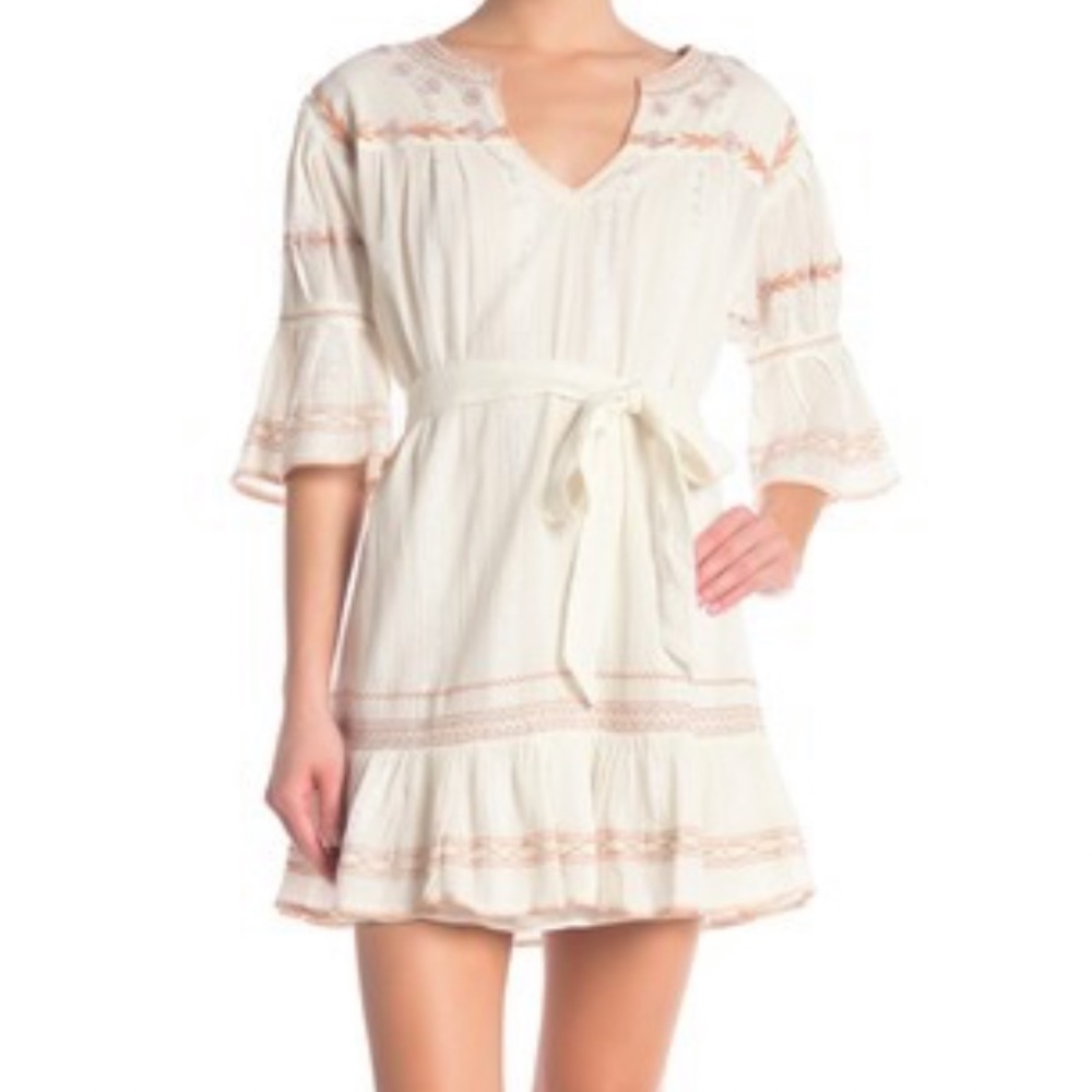 Love Sam Embroidered Bell Sleeve Shift Dress